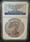 2011 W American Silver Eagle Reverse Proof Coin NGC PF70  - 25th Anniversary