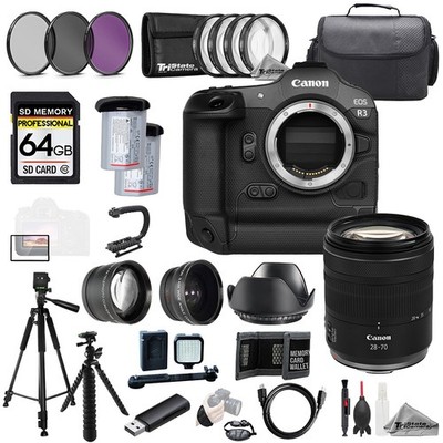 Canon EOS R3 + RF 28-70mm f/2.8 IS STM Lens+64GB+ExtBat+9PCFltr-MEGAKit