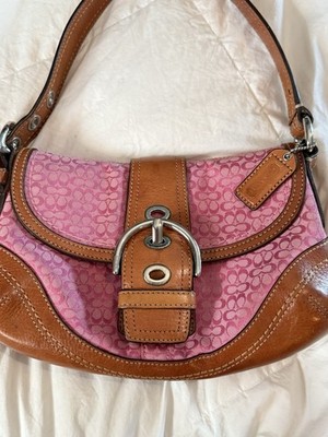 Coach Soho Signature Pink Buckle Detail Shoulder Bag Y2k Very Rare