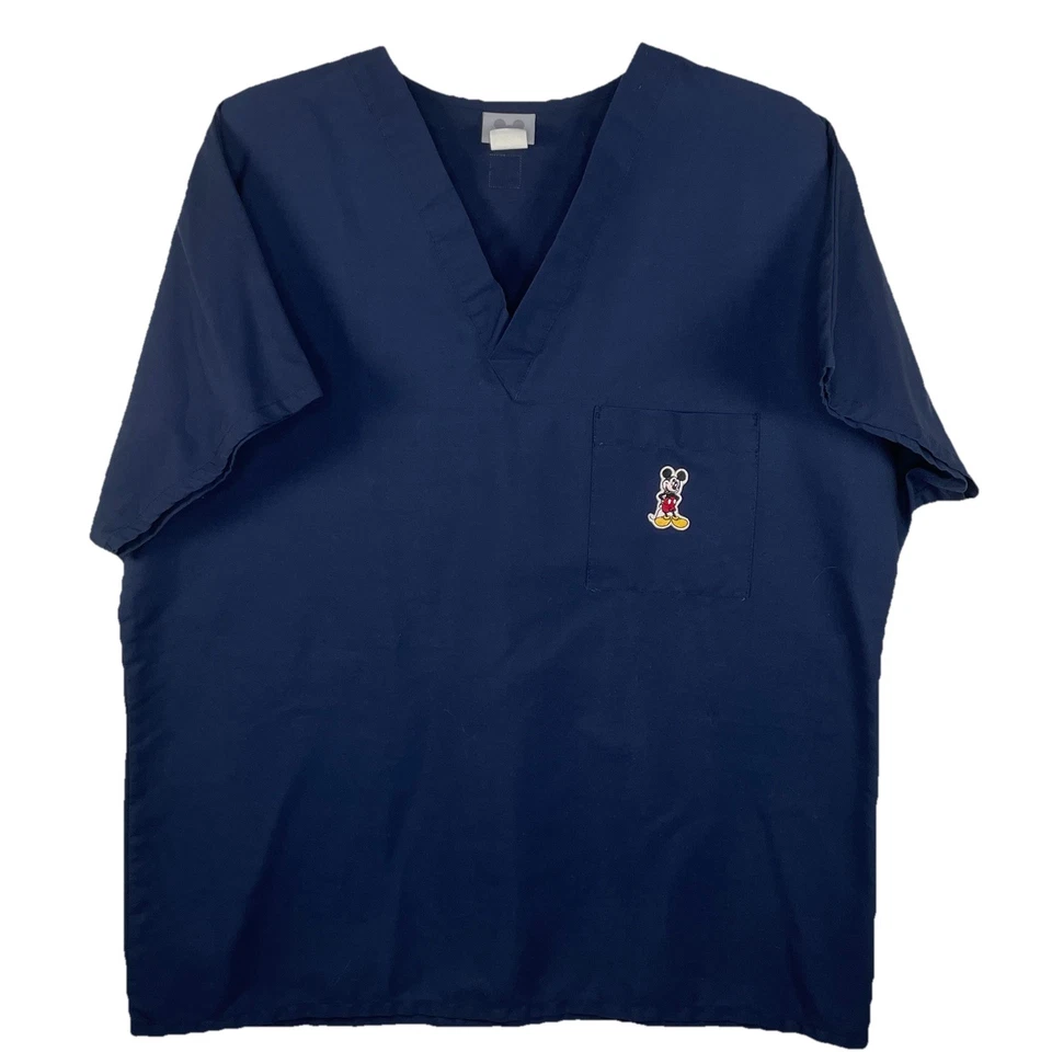 Lote de 2 Camisetas Exfoliantes Unisex Sólidas con Pooh, Mickey Bolsillo Parches Med Disney Barco Foto 4 de 4