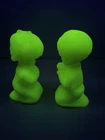 Vintage Fenton Praying Girl and Boy Figurines Uranium Satin Custard Glass