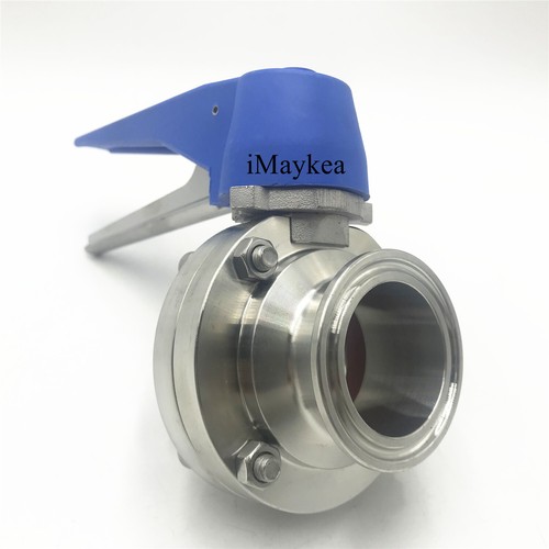 1.5" SS304 Clamp OD50.5mm Sanitary Butterfly Valve Multi-Position Handle Trigger - Picture 2 of 6