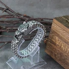 Rock Viking Bear Head Bracelet Stainless Steel Mesh Chain Biker Men Jewelry Gift