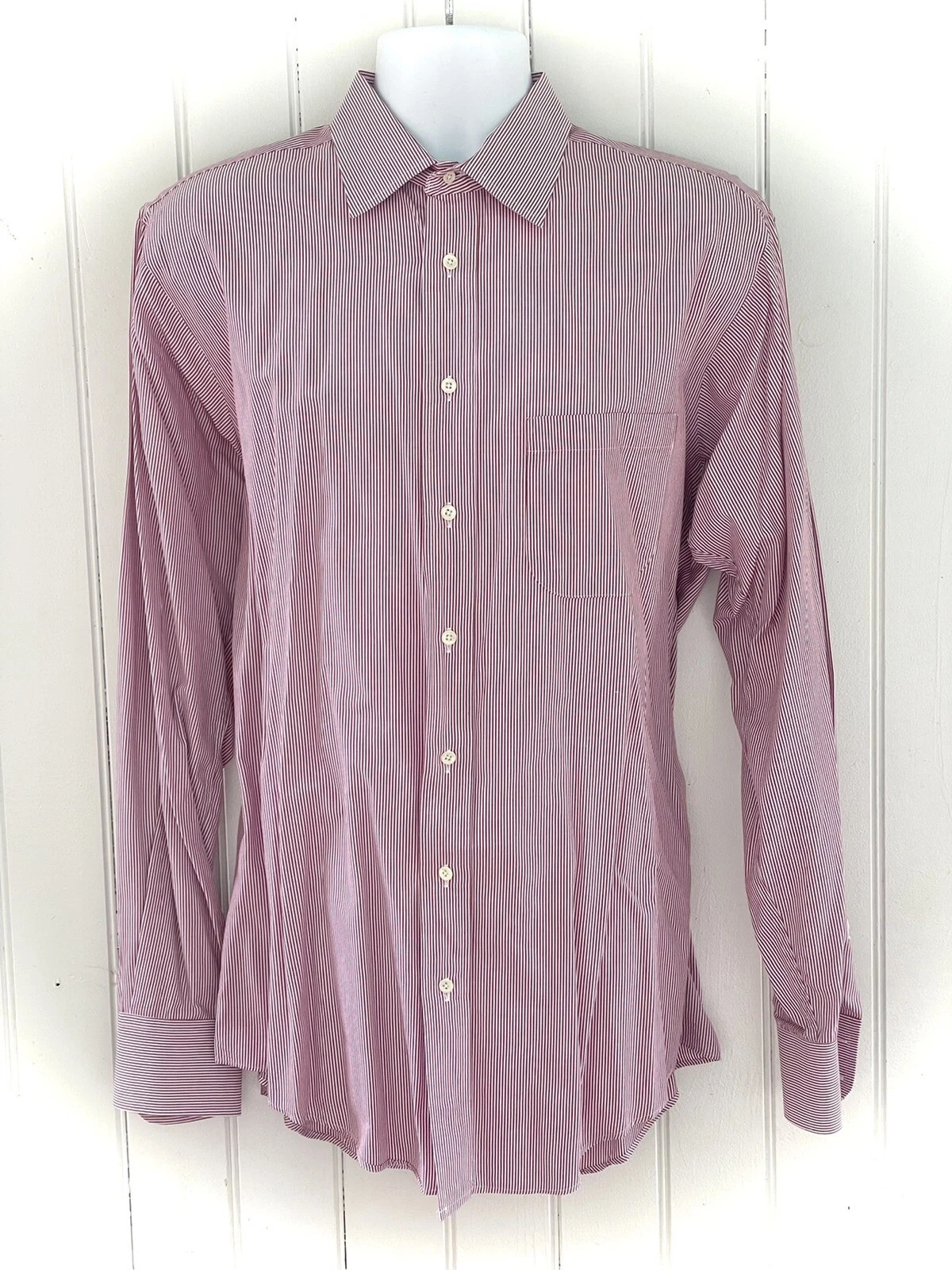 Camicia elegante uomo Burberry of London con bottoni davanti taglia 16 5 36 rossa a righe