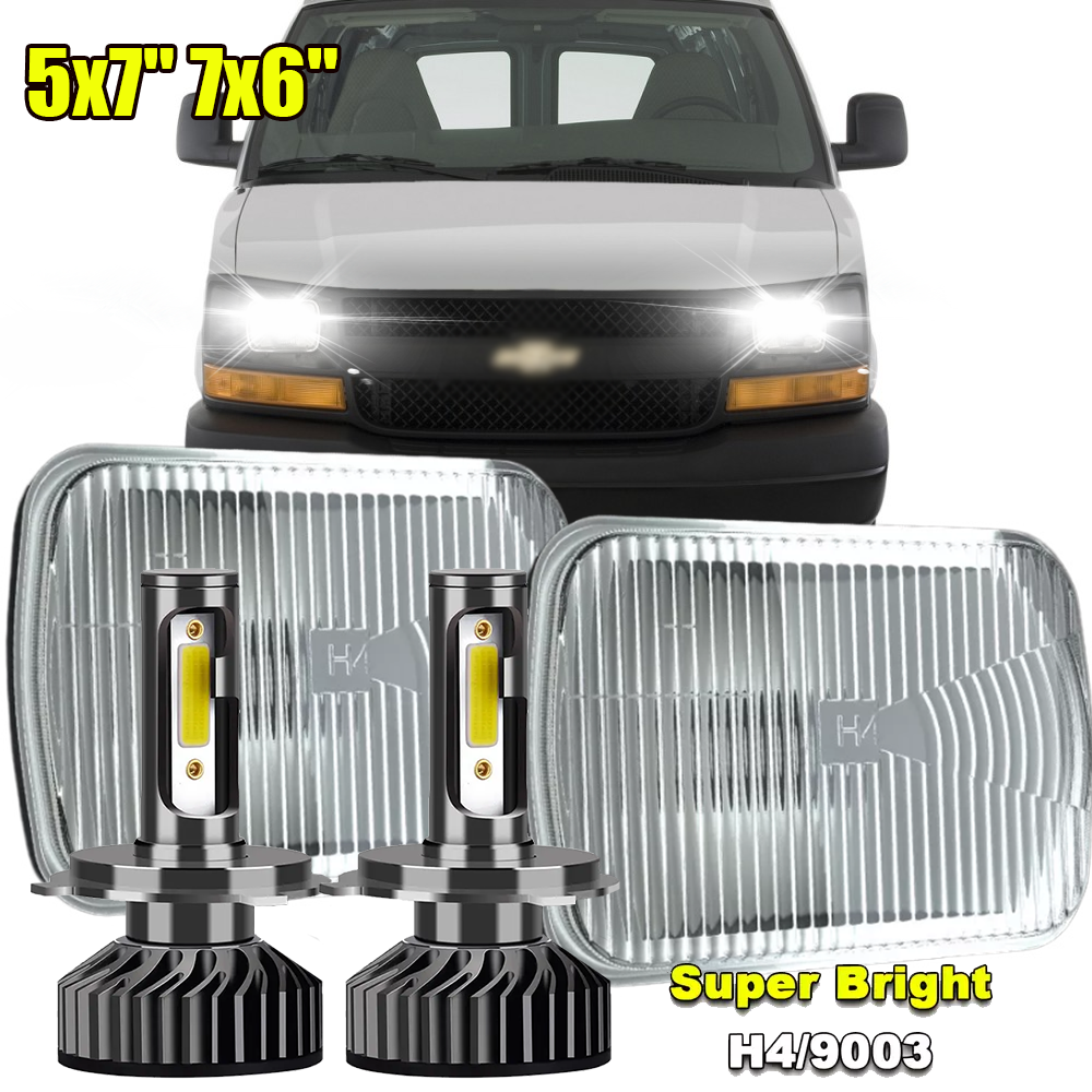 50W Pair For Chevy Express Cargo Van 1500 2500 3500 7x6 5x7 LED Headlights Hi/Lo