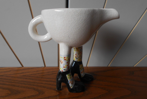FRENCH SET MILK JUG long legs LUSTRE POTTERY Roger Michell WALKING WARE 2009 - Picture 4 of 8