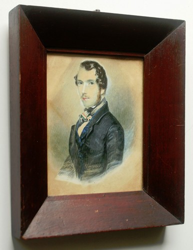 ORIGINAL MID -19th CENTURY WATERCOLOR PORTRAIT OF A YOUNG GENTLEMAN - Picture 3 of 4