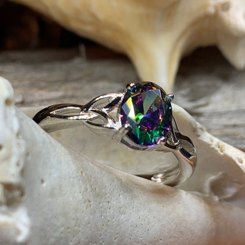 Celtic Ring Mystic Topaz Irish Scottish Welsh Promise Ladies Ring 925 - Picture 8 of 10