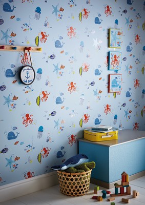 Underwater Fun Blue Kids Boys Feature Wall Bedroom Wallpaper 10m 696202 Ebay