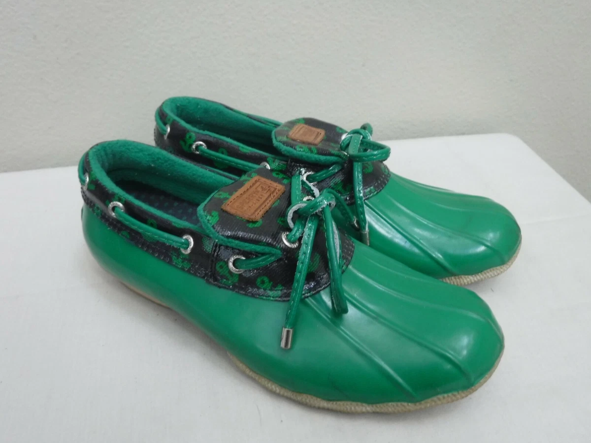 SPERRY TOP SIDER 7.5 Green Rubber Waterproof Anchor Boat Deck