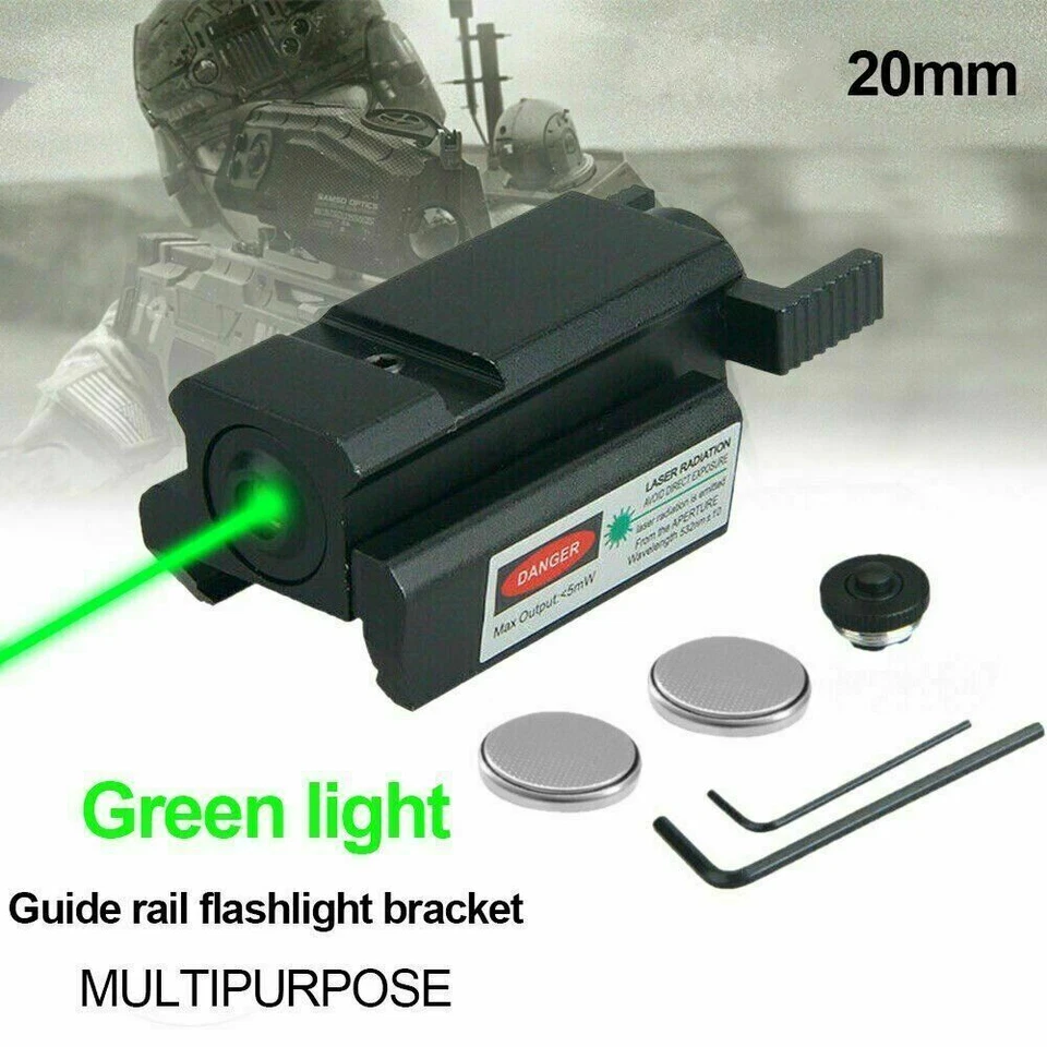 Combo de linterna láser de punto verde LED para riel de 20 mm Glock 17 19 20 21 24 22 Foto 2 de 4