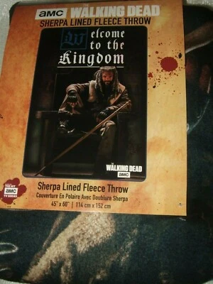 JUST FUNKY AMC The Walking Dead Zombie Tiger King Ezekiel Sherpa Plush Fleece Throw Blanket