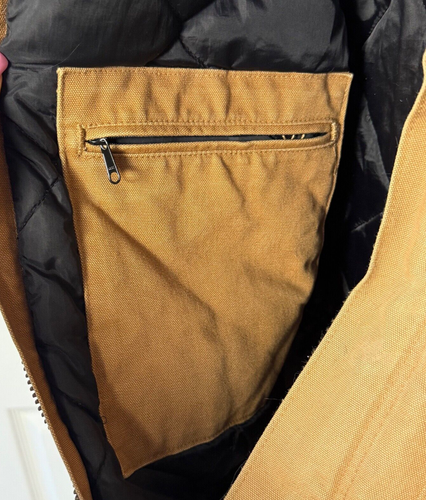 Vintage Carhartt Jacket Mens Workwear Canvas Quilted Lined Arctic Size XL Beige - Picture 6 of 10
