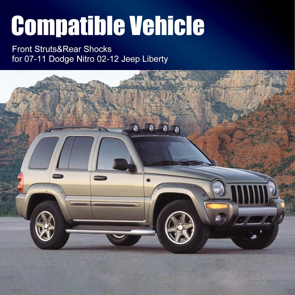 4 amortiguadores delanteros y traseros para Dodge Nitro 07-11 Jeep Liberty 02-12 Foto 2 de 4