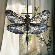 Iridescent Dragonfly 2D ACRYLIC Suncatcher, Elegant Window Hanging Decor