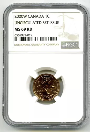2000 ' W ' MINT 1C CANADA CENT NGC MS69 UNCIRCULATED PENNY TOP GRADE BROWN LABEL