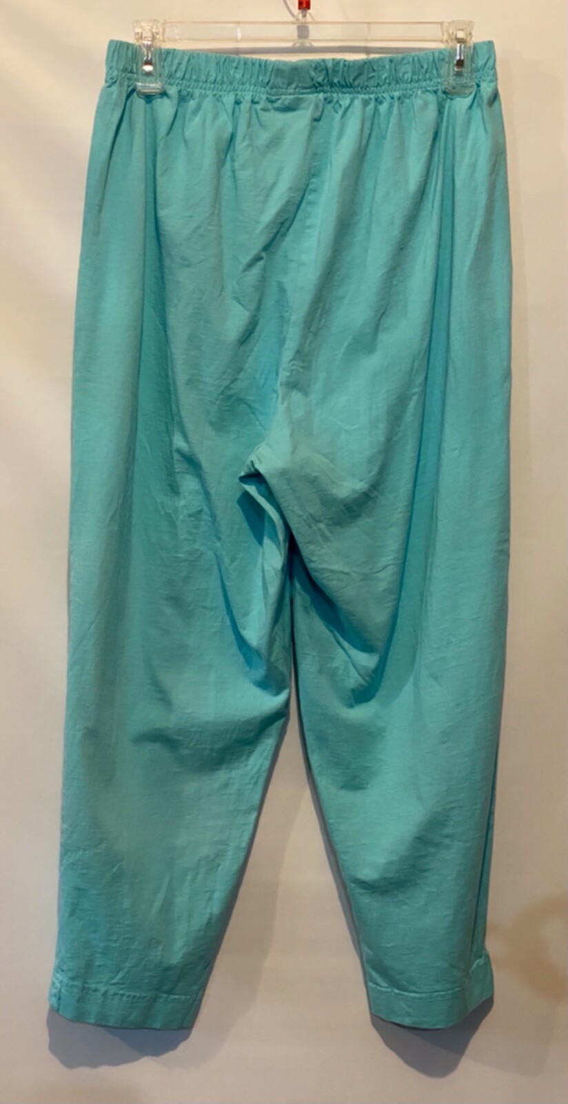 Hot Cotton 1X Aqua Blue Stretch Cotton Elastic Waist Cropped Pull On