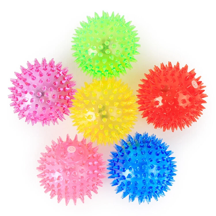 6PC Light up Spike balls Fetching Pets Dogs Play Toys Flashing Lights Squeaker - Image 3 of 4