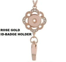 Snap Jewelry Pendant Id Badge Holder Rose Gold Fits 18-20mm Ginger Snap Charms 