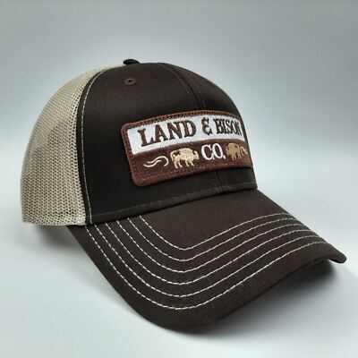 Land & Bison Embroidered Patch Cap Hat Curved Bill Trucker