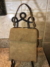 Vintage1960s Brown Suede Handbag Purse Goldtone Hardware 9" H X 7" W X 5" D