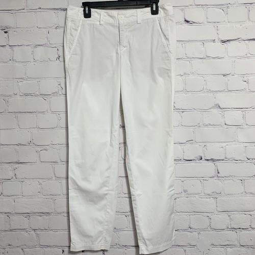 Vince Women’s Career Pants 4 White Straight Pockets Cotton