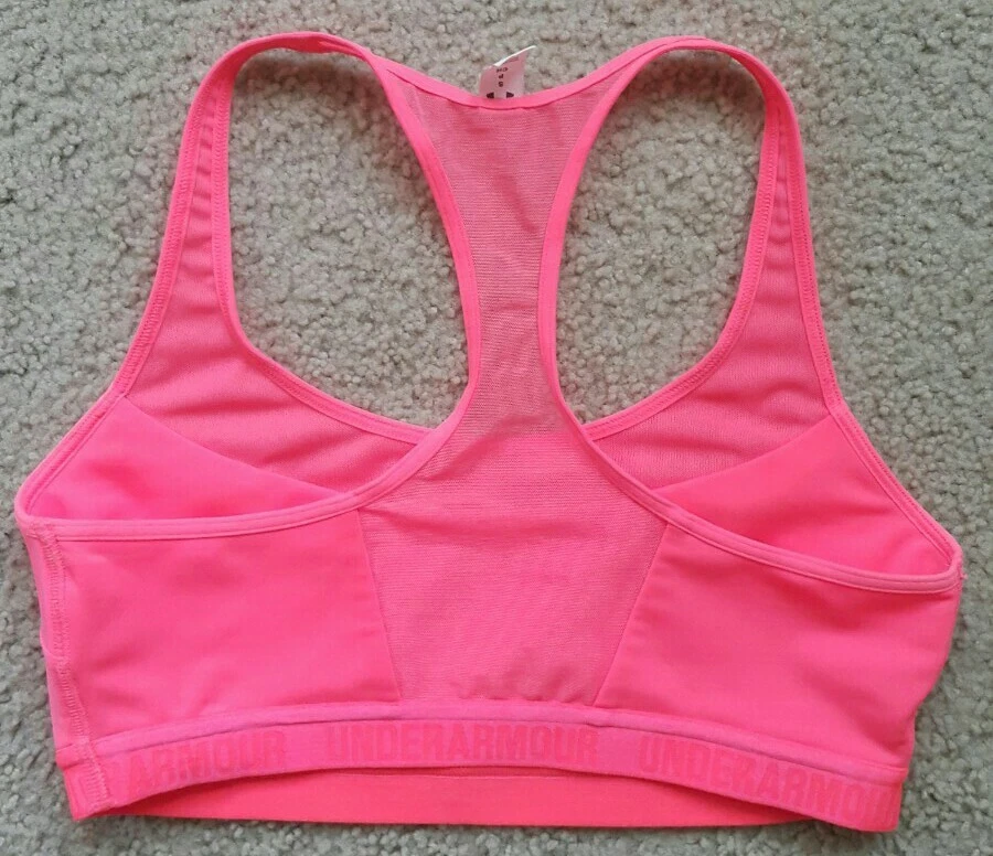 Women Under armour Compression Sports bra Small Neon pink Racerback Mesh  back