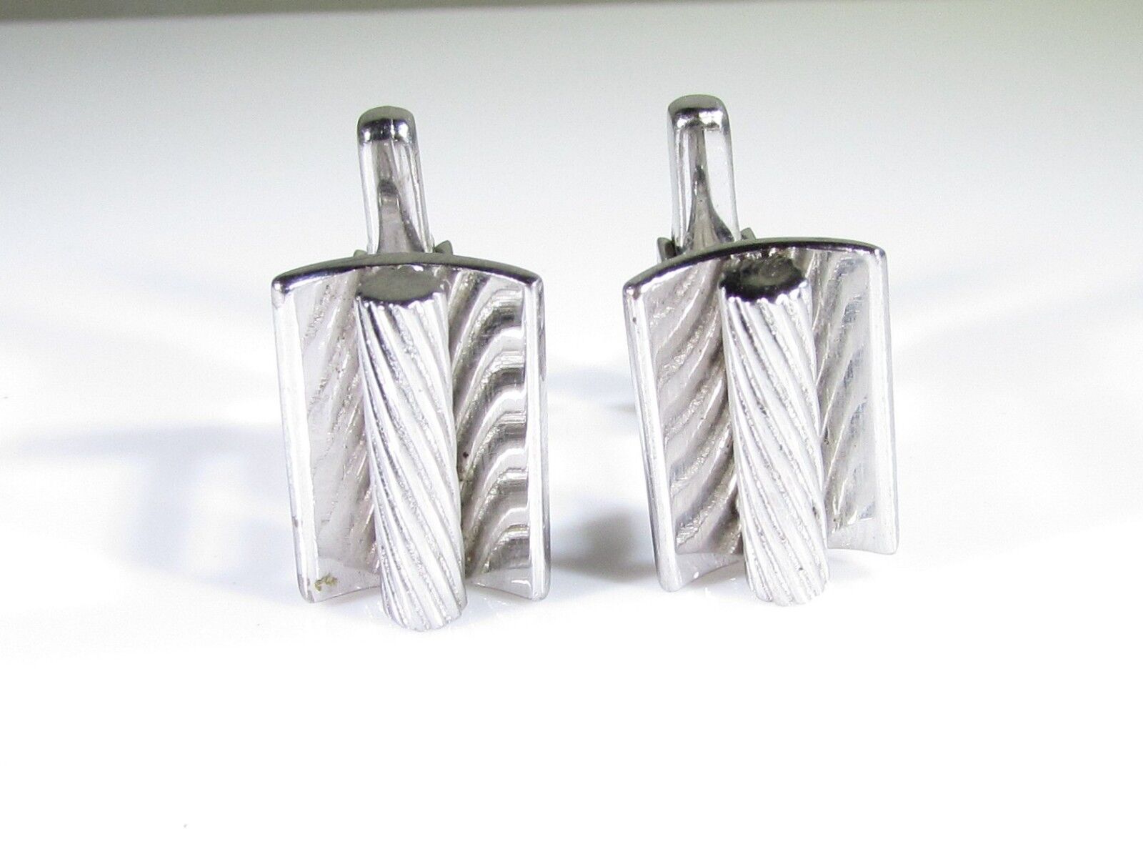 Silver Tone Cufflinks with Modernist Industrialis… - image 4