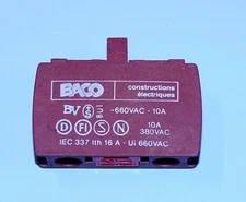 NEW BACO Controls 23 E 01 Contact Block - 23E01 - normally closed button (stop)