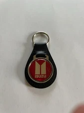 Isuzu Keychain Isuzu Black Leather Key Fob Key Chain Red Emblem