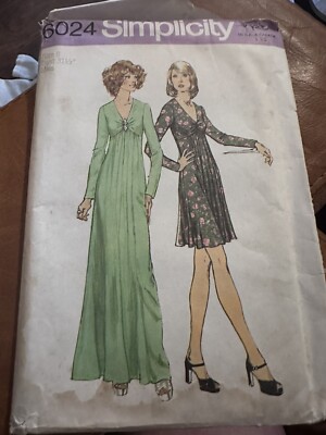 70s boho dress pattern Size 8 Simplicity 6024 Vintage 70s Dress Pattern Boho Prairie Cottagecore  Uncut