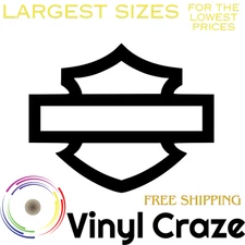 Fits 10" x 12" Motorcycle Shield and Bar Harley Vinyl Decal ANY Color FREE SHIP!