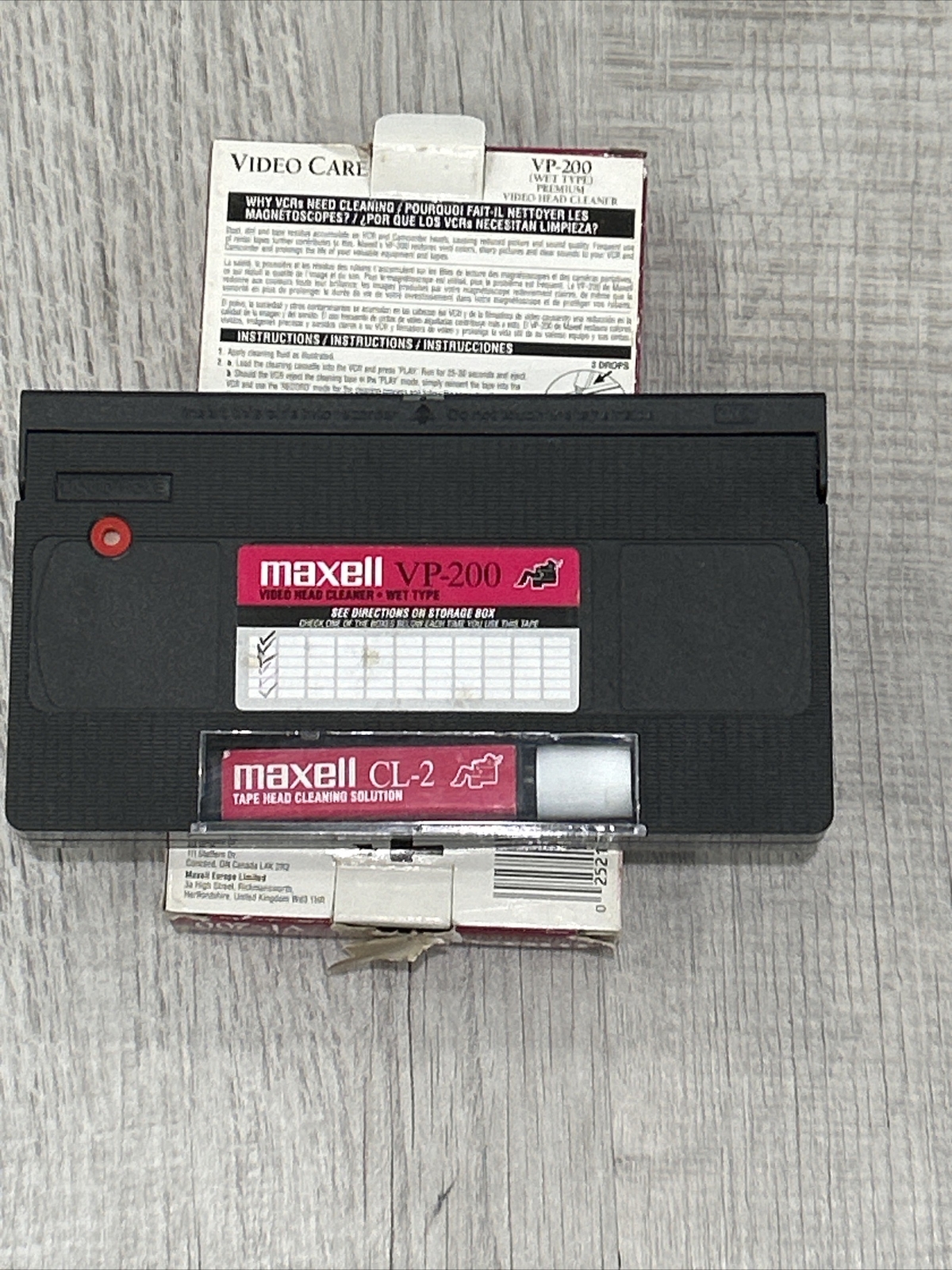 Maxell Premium VCR Head Cleaner Wet Type VHS VP200 Fluid Vintage Tape