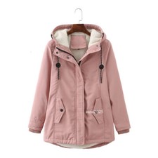 Fur Fleece Hooded Jacket Winter Parka Coat Plus Size Women's Warm Zip Up Outwear
