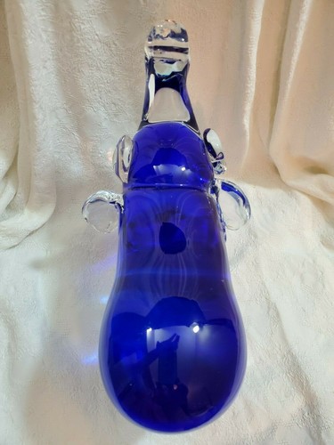 Vintage Murano Art Glass Cobalt Blue Elephant Figurine, 7 1/4" Long " x 7" Tall - Picture 5 of 12