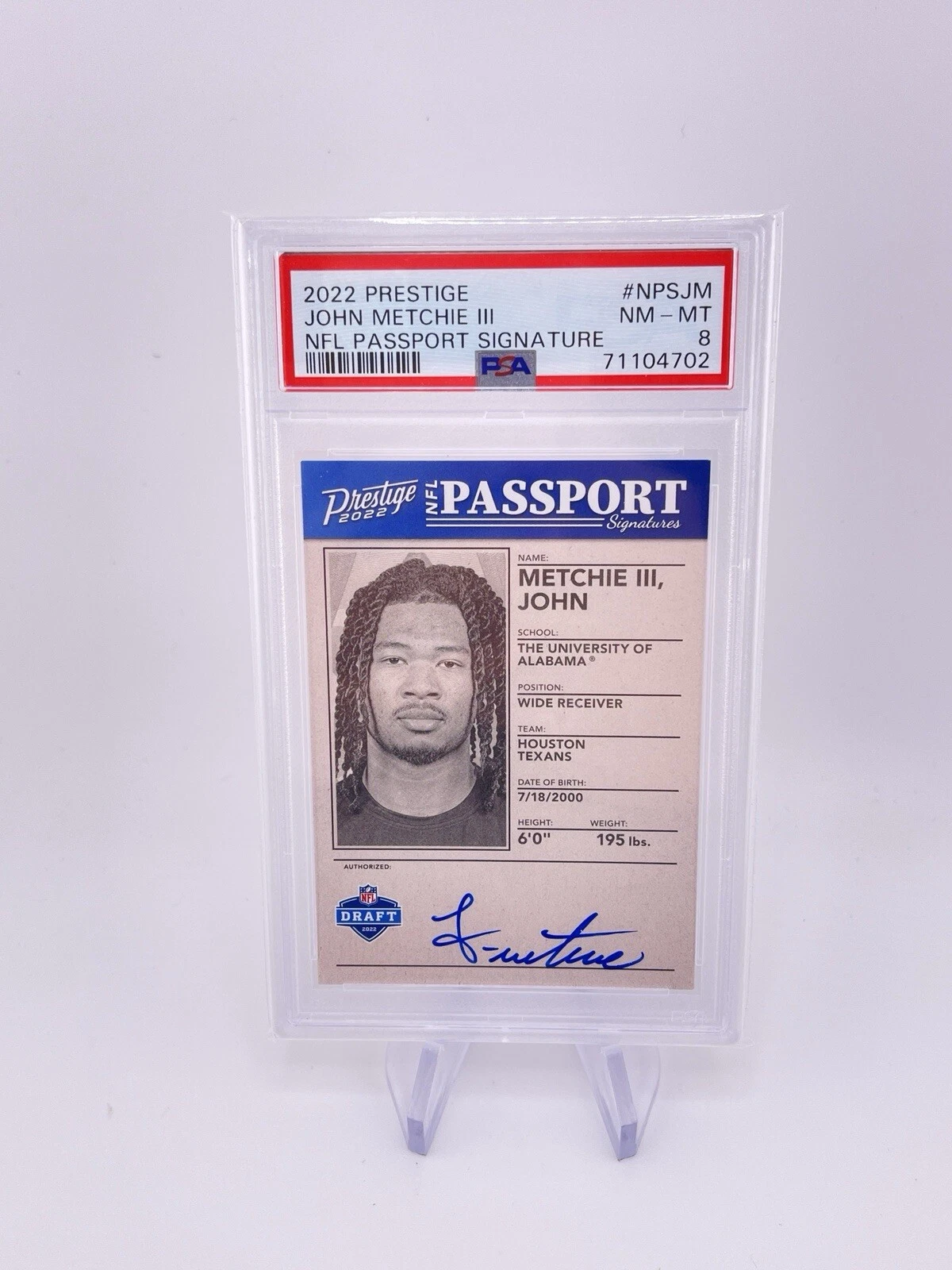 John Metchie Panini Prestige NFL Passport Signatures #NPSJM Base