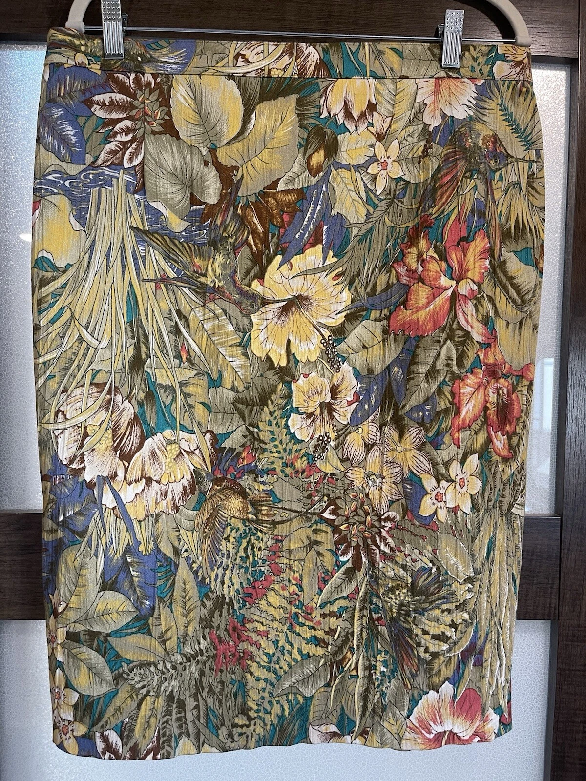 Vintage 80s Women’s Hammer Cottagecore Floral Linen Blend Skirt Sz 44 US10