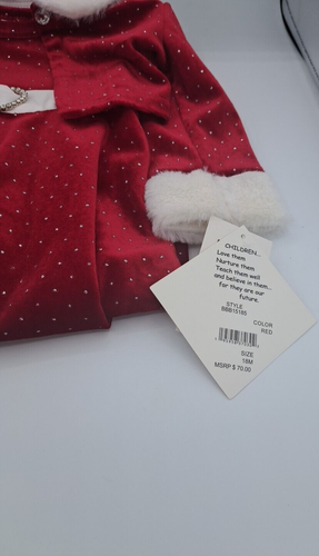 Brand New! 18 month Girls Blueberi Boulevard Red Long Sleeve Holiday Dress! - Picture 4 of 7