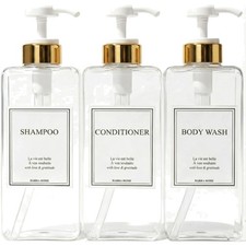 Modern Gold Design Shampoo and Conditioner Dispenser, Large 27oz Shower Soap ...