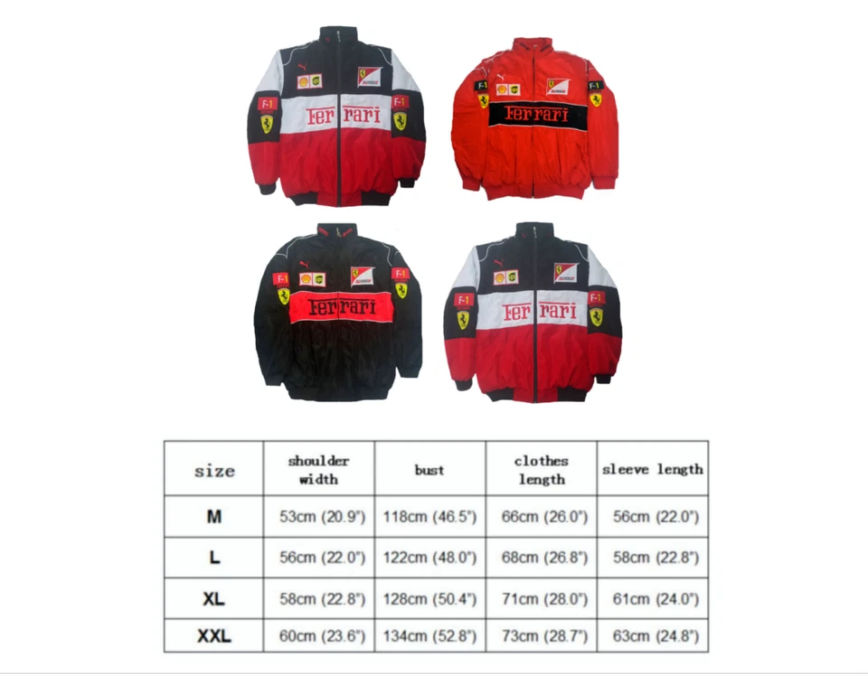 Unisex F1 Ferrari Team Racing Embroidery Cotton Padded Zip Jacket - Image 2 of 4