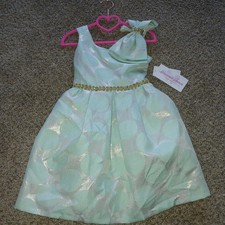 Bonnie Jean Girls Mint Green Polka Dot Dress Size 4 NWT Party Formal