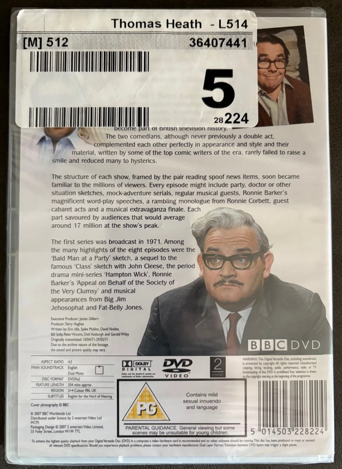BBC DVD The Two Ronnies Series One 1 Barker & Corbett Region 2 & 4 Sketch Comedy - Image 2 of 2