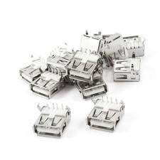 15 Pcs USB2.0 Female Type A Port SMT 4-Pin DIP 90 Degree Jack Socket Connector