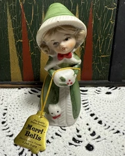 Jasco 1978 Holiday Merri Bell Bisque Figurine Girl Green Dress Muff No Box