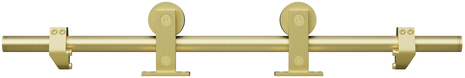 Miseno 96 Inch Brass Single Roller Round Rod Barn Door Hardware Kit MBDH0606X96