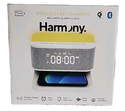 Harmony Wellness Alarm Clock with Wireless Fast Charging & Night Light - NEW