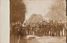1910 rppc group of surveying students having first class on level postcard a113