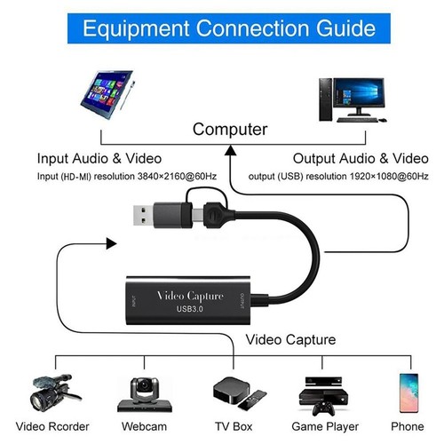 Carte d'enregistrement vidéo USB3.0 4K - Compatible avec 1080P 60fps USB Type C Enregistrement 8172 - Photo 8/10