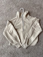 lululemon Scuba Women  s S Tan 1/2 Zip Fleece Hoodie Pockets High Neck