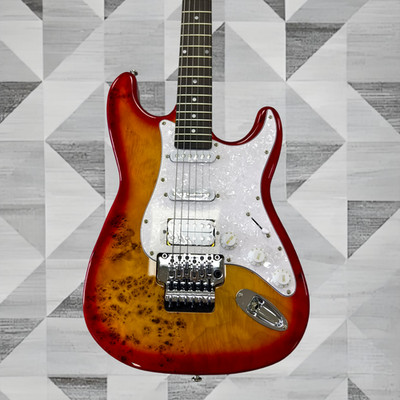 US Ship ST Electric Guitar Burl Maple Top Cherry Sunburst Floyd Rose Tremolo